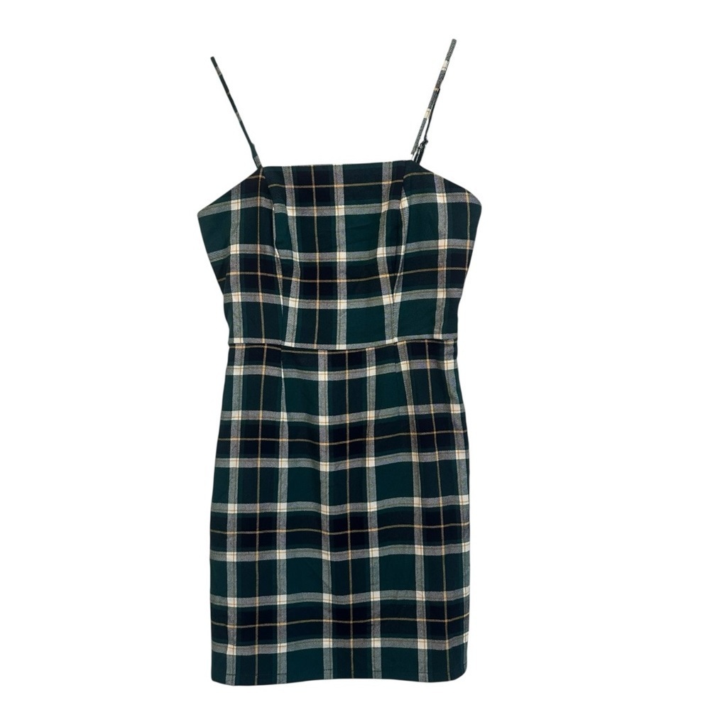 Aeropostale Womens Small Spaghetti Strap Teal Green Navy Plaid Mini Preppy Dress